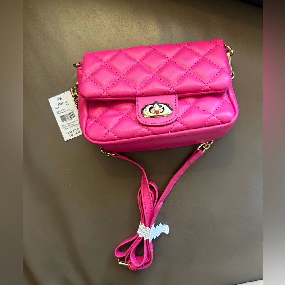 Hot Pink Quilted Crossbody Bag - Picture 9 of 16